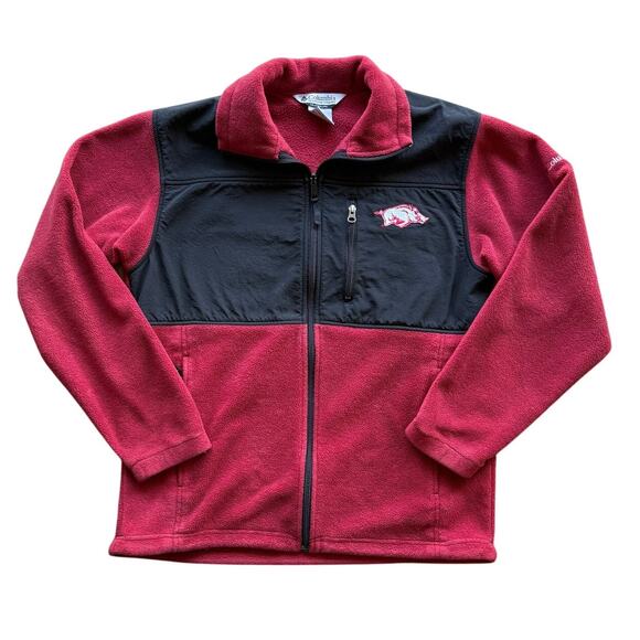 Red Columbia Sportswear Arkansas Razorbacks Fleece Zip Up Jacket Size Medium - Picture 1 of 6